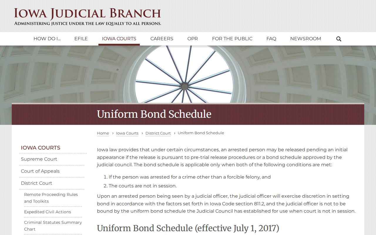 Ida County arrest warrant bond schedule