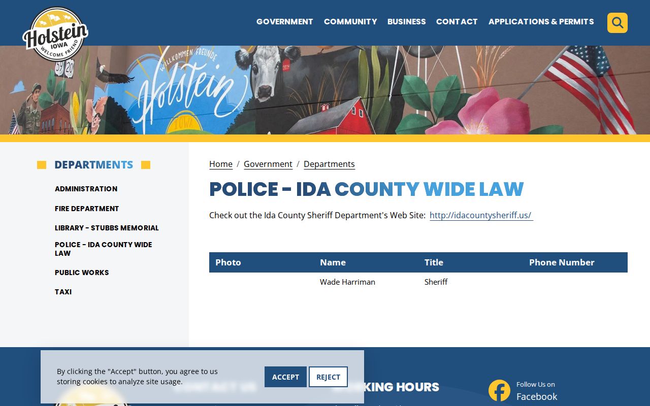 Holstein warrant records route to Ida County Sheriff
