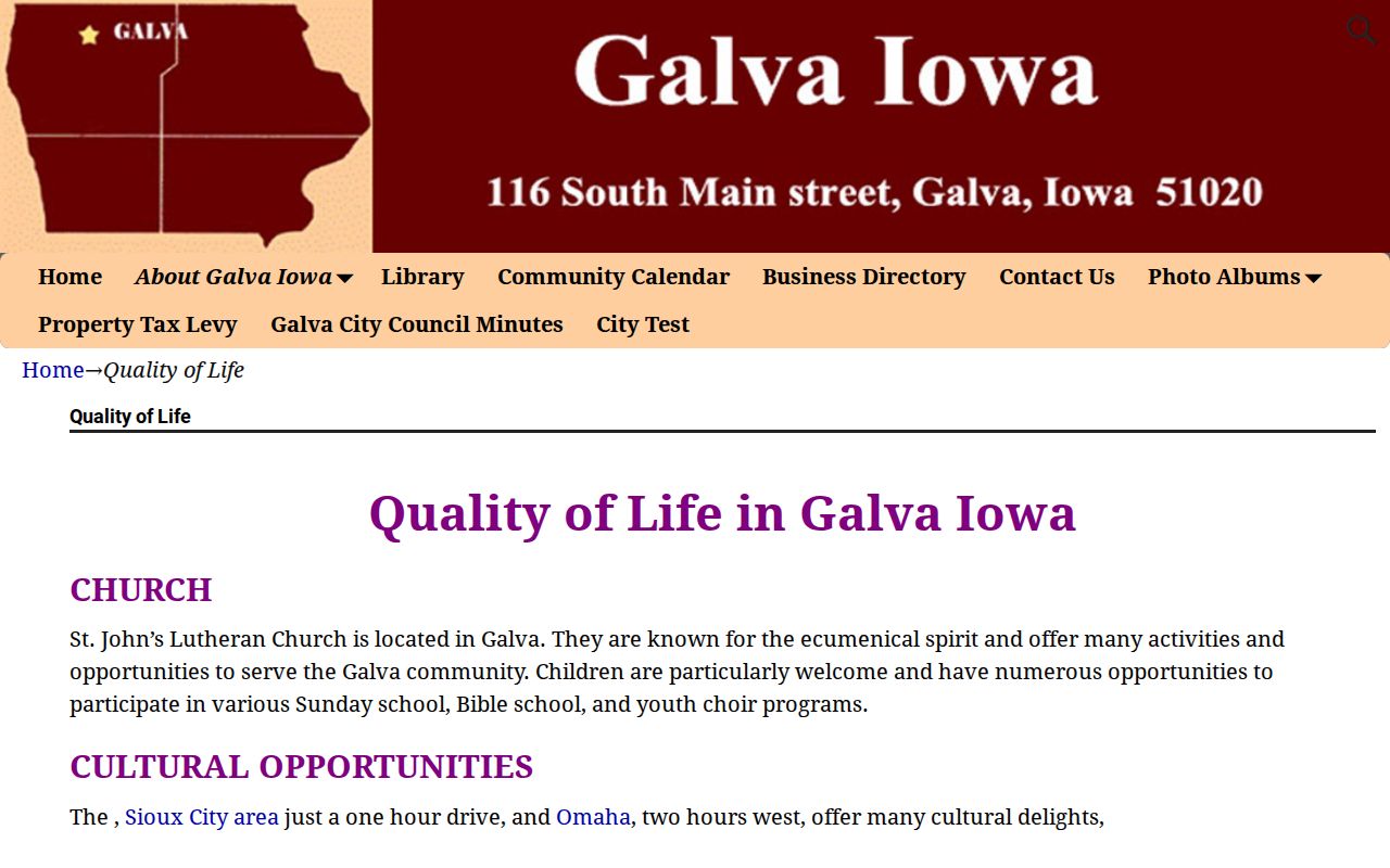 Galva official statement that Ida County Sheriff provides city law enforcement