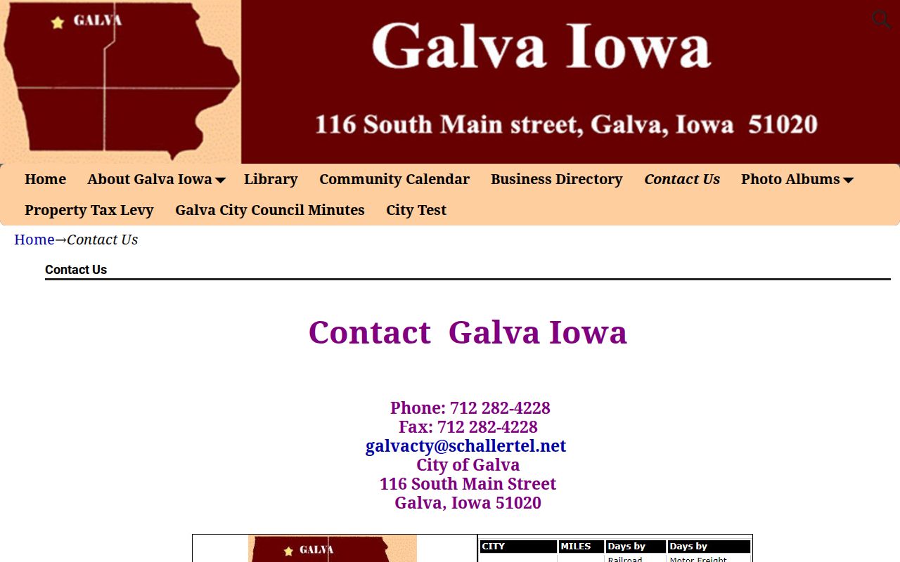 Official Galva City Hall contact source for city warrant record routing